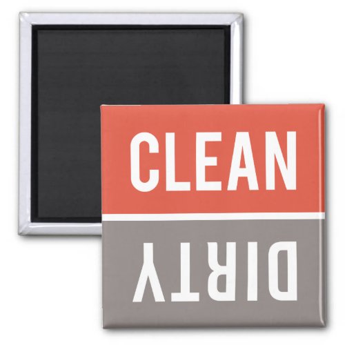 Clean Dirty Red Orange and Warm Gray Dishwasher Magnet