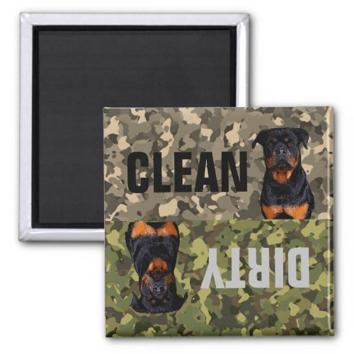 Clean Dirty Rottweiler Dog Camo Dishwasher Magnet