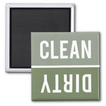 Clean Dirty Sage Olive Green Dishwasher Magnet by RandomLife at Zazzle