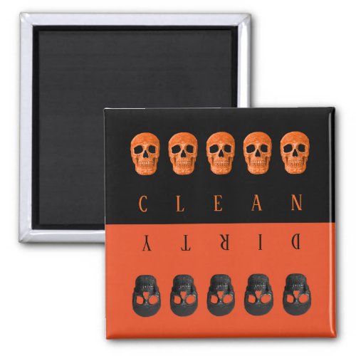 Clean Dirty Skull Orange Black Gothic Dishwasher Magnet