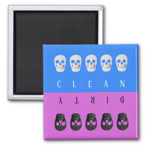 Clean Dirty Skulls Blue Purple Cool Dishwasher Magnet