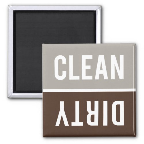 Clean Dirty Taupe Gray and Brown Dishwasher Magnet