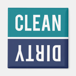 Clean Dirty Teal and Navy Blue Dishwasher Magnet