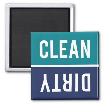 Clean Dirty Teal And Navy Blue Dishwasher Magnet by RandomLife at Zazzle