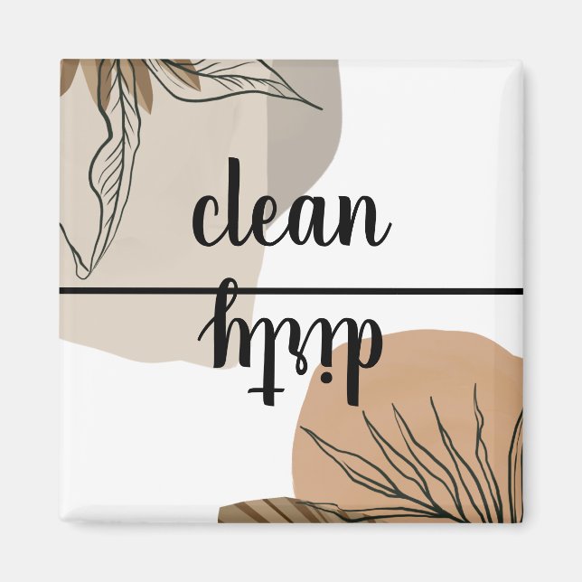 Clean Dirty Terracotta Boho Tropical Dishwasher Magnet (Front)