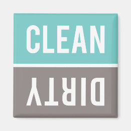 Clean Dirty Turquoise Blue and Gray Dishwasher Magnet