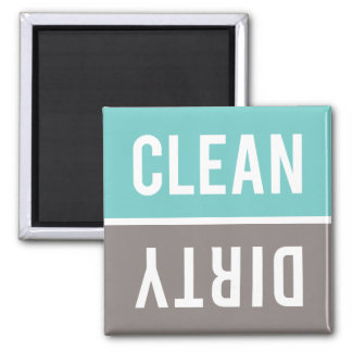 Clean Dirty Turquoise Blue and Gray Dishwasher Magnet
