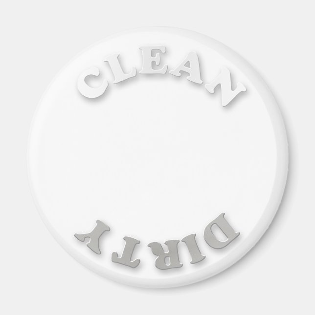 Clean/Dirty White and Gray Dishwasher Magnet (Front)