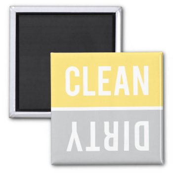 Clean Dirty Yellow And Gray Dishwasher Magnet by RandomLife at Zazzle
