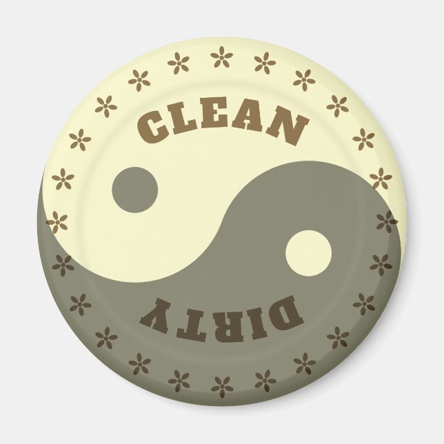 Clean/Dirty, Yin Yang Plate Template Dishwasher Magnet (Front)