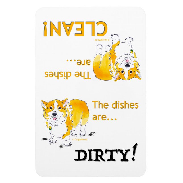 Clean Dishes / Dirty Dishes Corgi (4x6) Magnet (Vertical)