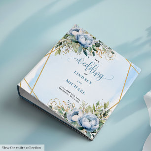 Clean Dusty Blue Eucalyptus Floral Wedding Binder