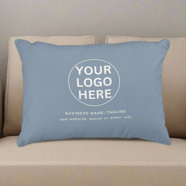 Clean Dusty Blue l Business Logo Promotional Accent Pillow (Creator Uploaded)