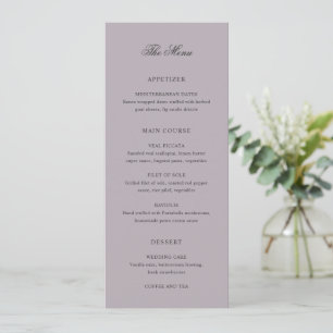 Clean Dusty Lilac Classic Wedding Menu