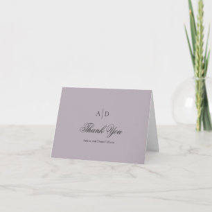 Clean Dusty Lilac Classic Wedding Thank You Card
