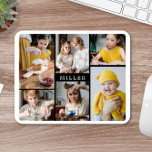 Clean Elegant Black White Family 6 Photo Collage Mouse Pad at Zazzle