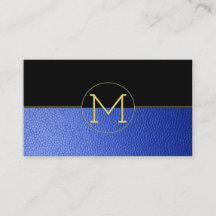 Clean Elegant Monogram Blue Faux Leather & Black