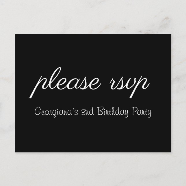 Clean & Elegant "please rsvp" Postcard (Front)