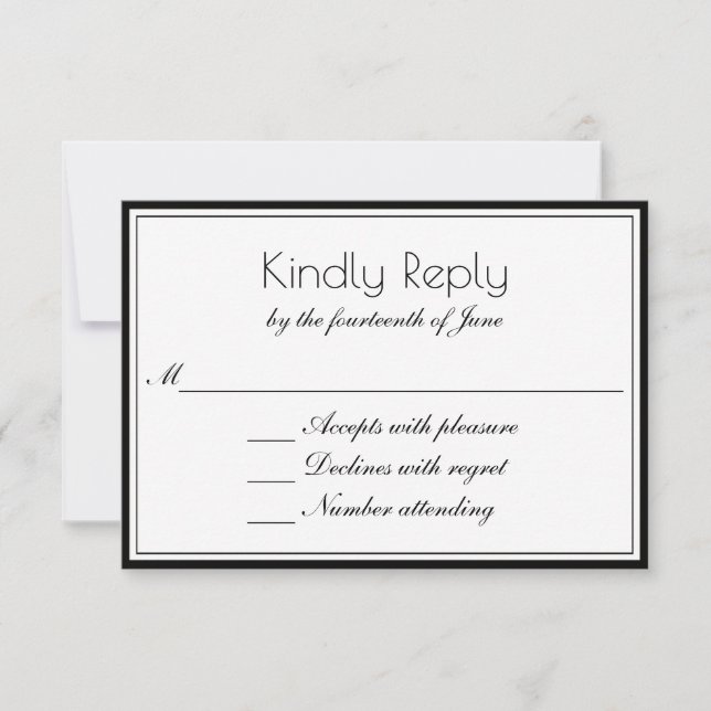 Clean Elegant RSVP with Any Color Border (Front)