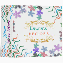 Clean Elegant Swirl Floral Gold Recipe Binder