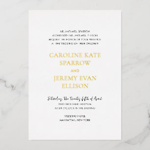 Clean Elegant Wedding Foil Invitation