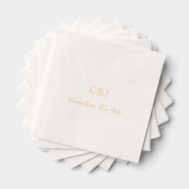 Clean Elegant Wedding Foil Napkins (Insitu (Stacked))