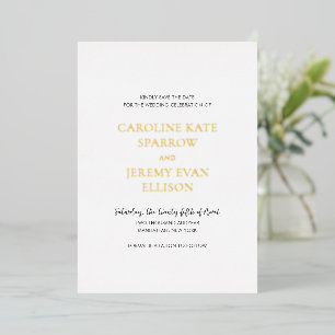 Clean Elegant Wedding Save the Date Foil Invitation