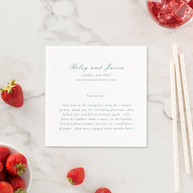 Clean Emerald Green Elegant Wedding Napkins (Insitu)