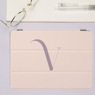 Clean Feminine Soft Blush Pink & Purple Monogram iPad Mini Cover