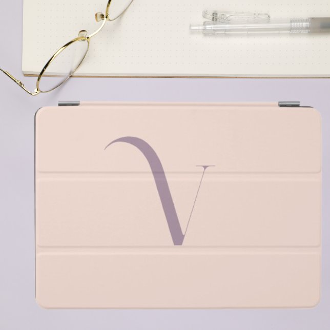 Clean Feminine Soft Blush Pink & Purple Monogram iPad Mini Cover (Creator Uploaded)