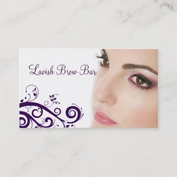 Clean Floral Cosmetology Business Card (purple) by geniusmomentbranding at Zazzle