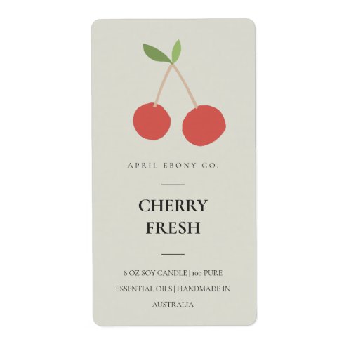 CLEAN FRESH FRUITY CHERRY RED GREY CANDLE LABEL