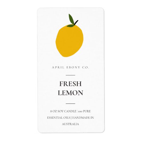 CLEAN FRESH FRUITY LEMON YELLOW GREEN CANDLE LABEL