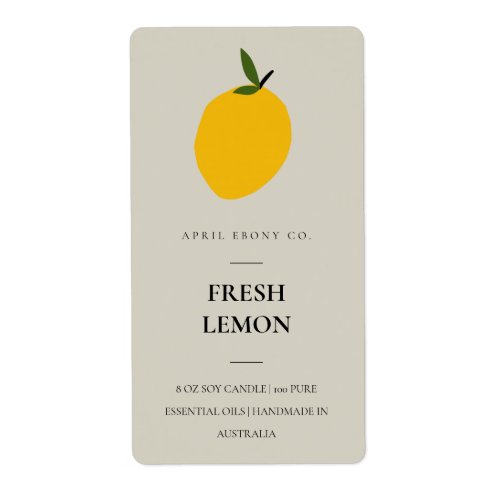 CLEAN FRESH FRUITY LEMON YELLOW GREY CANDLE LABEL