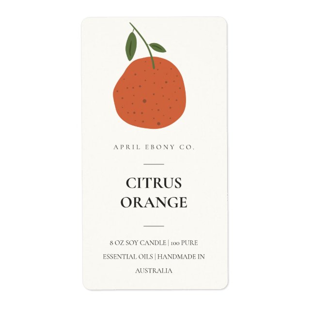 CLEAN FRESH FRUITY ORANGE CITRUS CANDLE LABEL (Front)