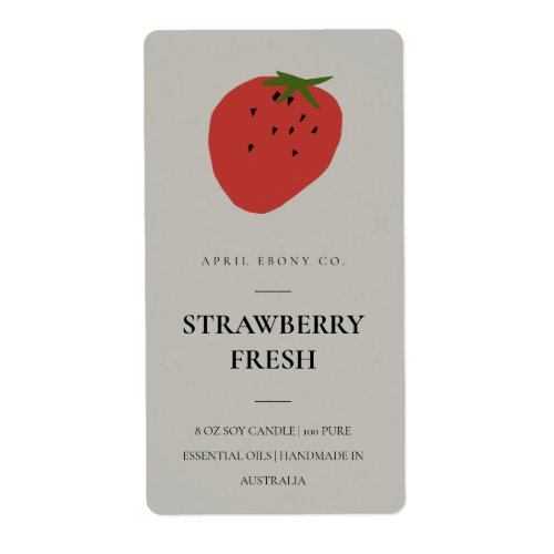CLEAN FRESH FRUITY STRAWBERRY GREY CANDLE LABEL