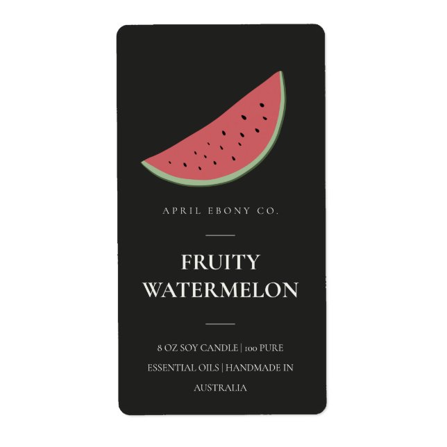 CLEAN FRESH FRUITY WATERMELON BLACK CANDLE LABEL (Front)