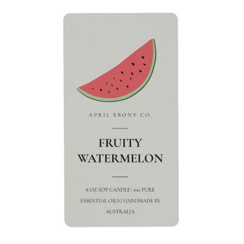 CLEAN FRESH FRUITY WATERMELON GREY CANDLE LABEL