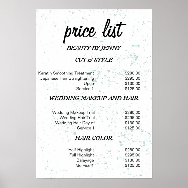  Clean & Fresh Service Menu Template Poster (Front)