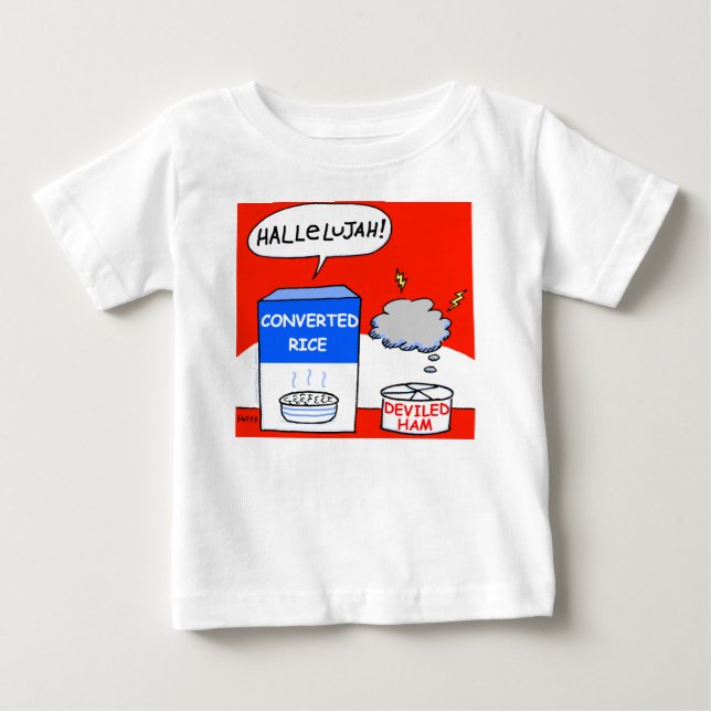 Clean Funny Evangelical Christian Cartoon Baby T-Shirt (Front)