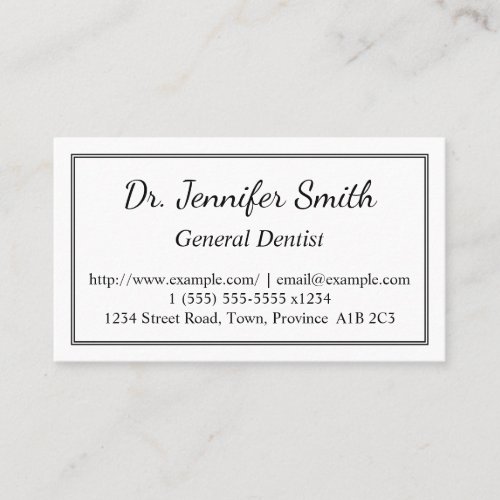 Clean General Dentist Business Card