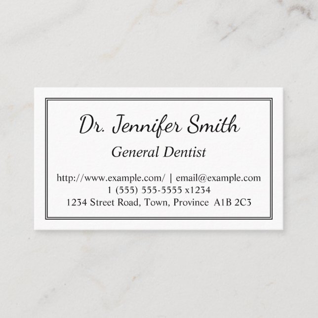 Clean General Dentist Business Card (Front)