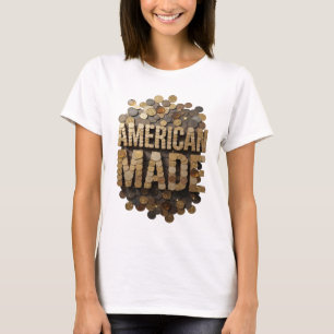 Clean Gold AMERICAN MADE Text Design T-Shirt