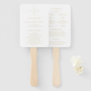 Clean Gold Botanical Elegant Wedding Program Hand Fan