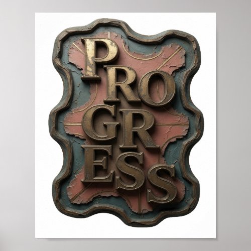Clean Gold PROGRESS Statement Design Poster