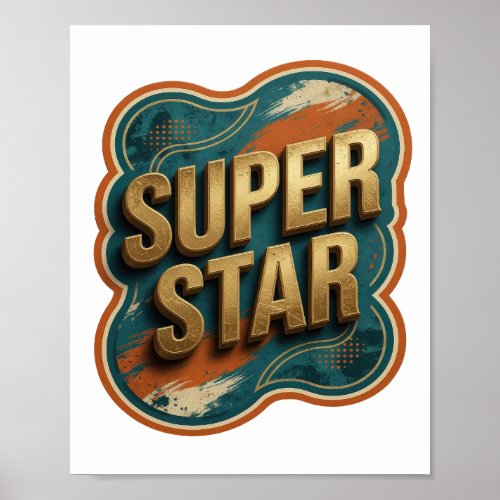 Clean Gold SUPER STAR Design Poster