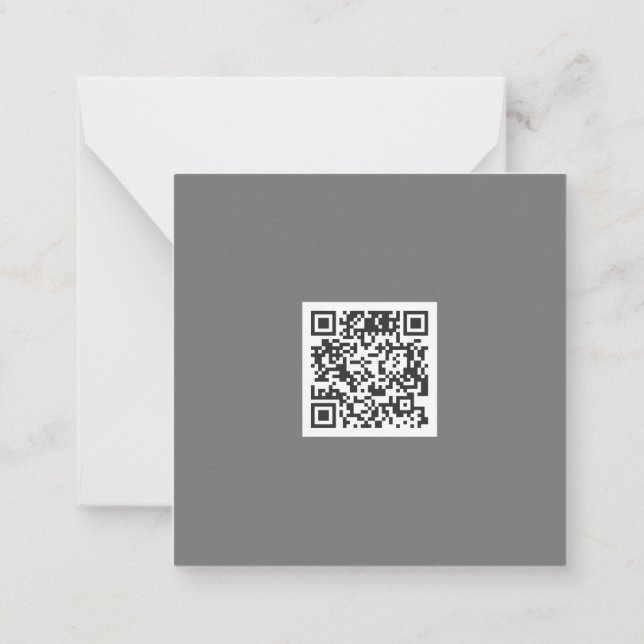 Clean Gray Corporate QR Code Note Card (Back)