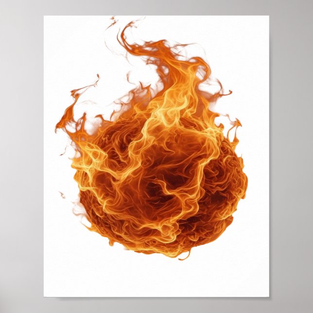Clean Gray FIRE BALL Design Poster (Front)