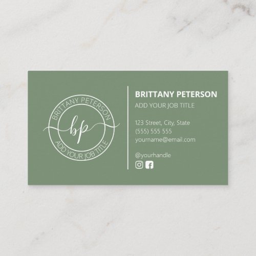 Clean Gray Green Trendy Modern Professional Business Card