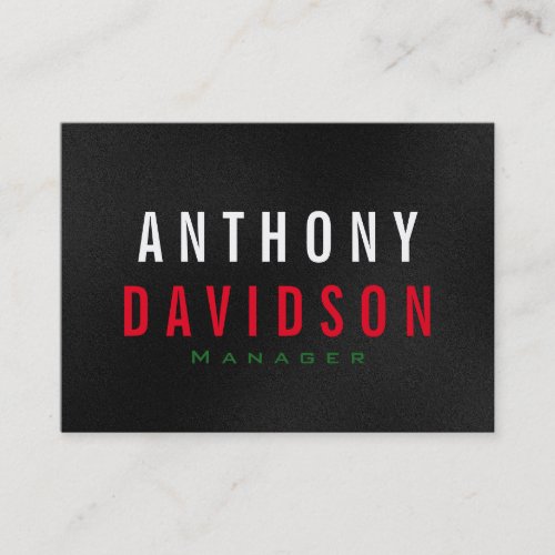 Clean Gray Red Green White Bold Text Business Card